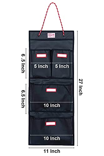 Rough Enough Locker Organizer, 4 Pockets Hanging for Gym Work Wall, Black - color: Black
