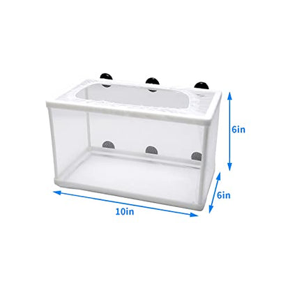 Anxingo 2 Pack Fish Tank Breeder Net,Fish Isolation Breeding Hatching Box, Plastic Frame Hatching Box Separation Net Breeding Box with Suction Cup for Aquarium