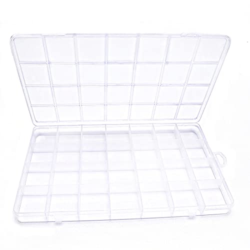 28 Grids Plastic Bead Organizer Box, Organizer Container Storage Box, Dividers for bead arts and crafts. - color: Clear, size: 28 Grids (1 pack)