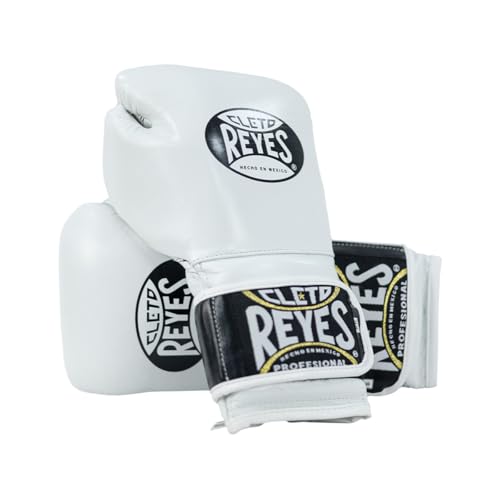 CLETO REYES Training Boxing Gloves with Hook and Loop Closure for Sparring and Heavy Punching Bags, Men and Women, MMA, Kickboxing, Muay Thai - color: White, size: 14oz.