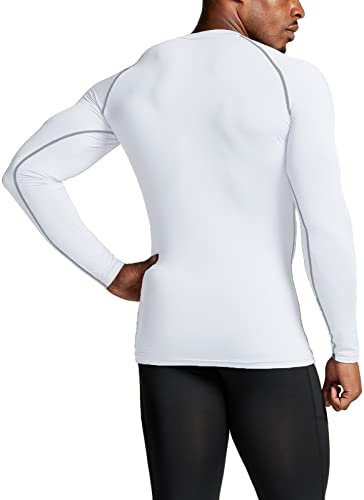 TSLA Men's Thermal Long Sleeve Compression Shirts, Athletic Base Layer Top, Winter Gear Running T-Shirt - color: 2pack Charcoal/White, size: Large