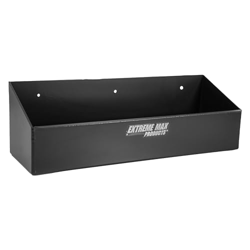 Extreme Max 5001.6455 Wall-Mount Aluminum 6-Quart Liquids Storage Shelf for Race Trailer, Garage, Shop, Enclosed Trailer, Toy Hauler - Holds Six 1-Quart (32 oz.) Bottles, Black