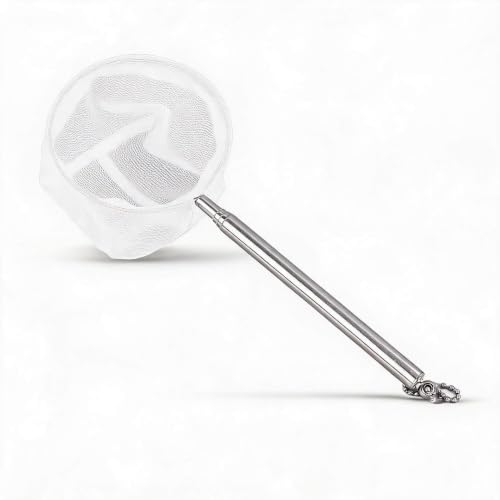 Generic Telescopic Fish Net, Stainless Steel Extendable Handle Small Fishing Net with Fine Mesh, for Aquarium Fish Tank Pond Creek Shrimp Skimming