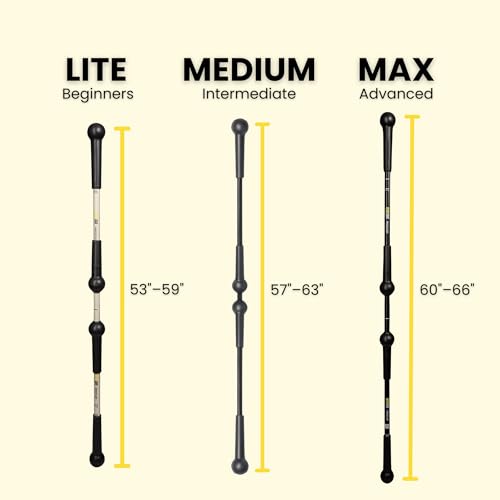 BendyBar Flexible Weighted Resistance Bar to Improve Joint Mobility, Core Strength & Balance, Adjustable Height - size: MAX