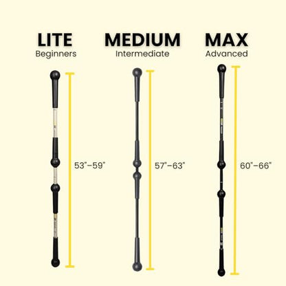 BendyBar Flexible Weighted Resistance Bar to Improve Joint Mobility, Core Strength & Balance, Adjustable Height - size: MAX