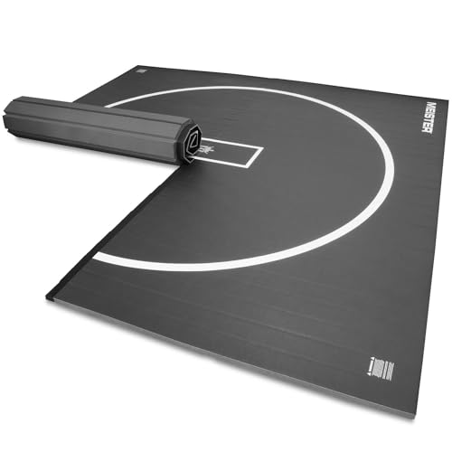 Meister FlexFloor Wrestling Mat - 10ft x 10ft Roll-Up Pro Training Mat for Home & Gym - color: Black