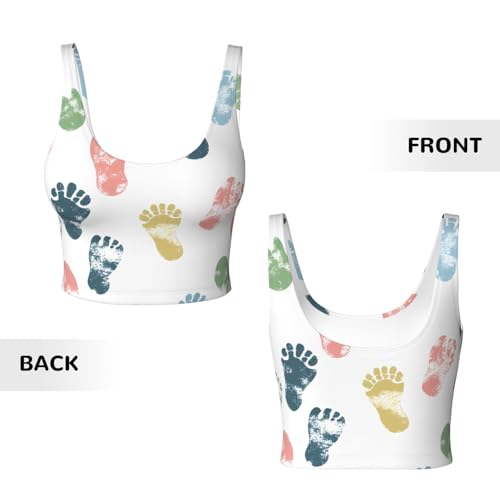Display of Footprints Printed Women's Sports Tank top with Removable Chest Pads for Fitness