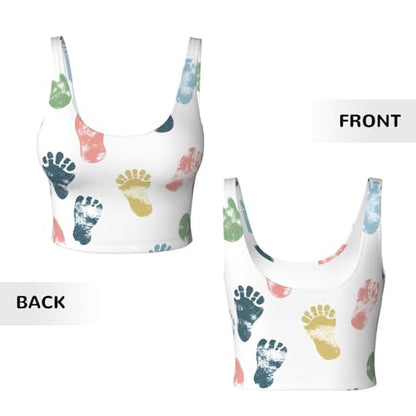 Display of Footprints Printed Women's Sports Tank top with Removable Chest Pads for Fitness