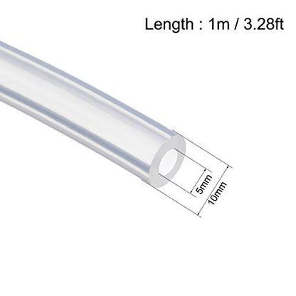 uxcell Silicone Tubing 3/16"(5mm) ID x 3/8"(10mm) OD 3.3ft(1m) Silicone Rubber Tube Air Hose Water Pipe for Pump Transfer Clear - size: 5mm x 10mm