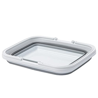 Collapsible Sink with Handle Towel, 2.37 Gal / 9L Foldable Wash Basin for Washing Dishes, Camping, Hiking and Home - color: 2pcs-orange&gray