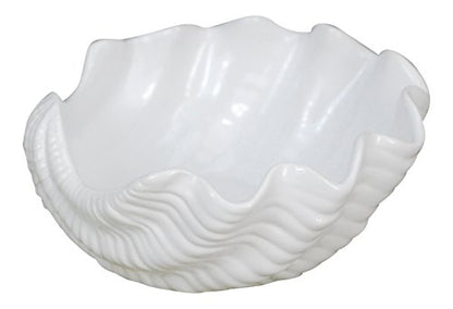 DDR Clam Shell Shaped White Serving Bowl 7 Inches Ceramic
