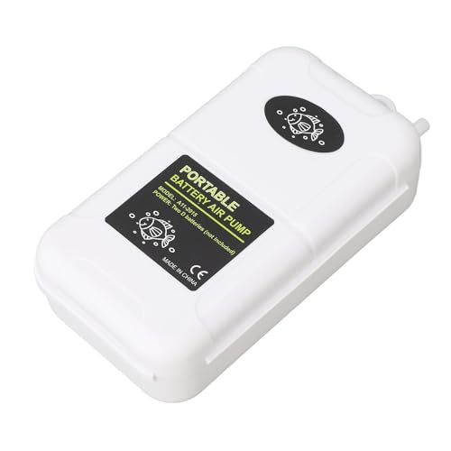 Aquarium Oxygen Pump, Battery Powered Mini Air Pump 5W with 0.6m Hose and Bubble Stone, Portable Fish Tank Aerator for Emergency Oxygenation Outdoor Fishing Bait Buckets