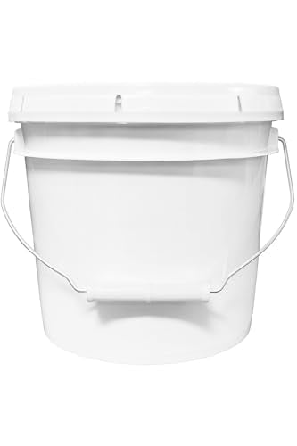 1-Gallon Bucket with Airtight Lid – Made in USA, Food Grade BPA Free Plastic, Heavy Duty Multi-Use, Metal Handle with Grip, Stackable Storage – White, 1 Pack - color: 1 Gallon - White, size: 1