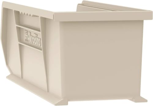 Akro-Mils 30234 AkroBins Plastic Storage Bins, Space-Saving Stackable Bins for Garage, Pantry, Craft Organization, 15" x 5" x 5", Stone, 12-Pack - color: Stone