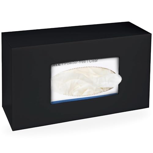 SimplyImagine Black Glove Box Holder - Acrylic Wall Mount Dispenser