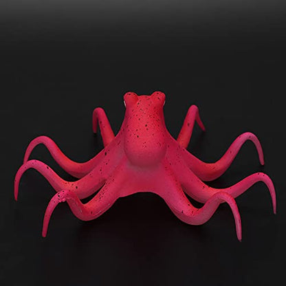 Fydun Aquarium, Ornaments Decoration Fish e Ornament Artificial Silicone Fluorescent Simulation Octopus with Suction Cup Green (Red)