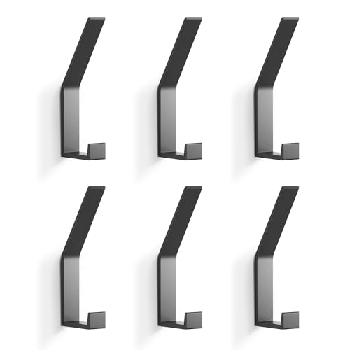 Coat Rack Hooks Wall Mounted, Black 6Packs, Bath Towel Rope Hooks for Kitchen, Door, Cabinet, Bathroom, Foyers, Hallways, and Bedrooms - color: Black, size: 6Packs