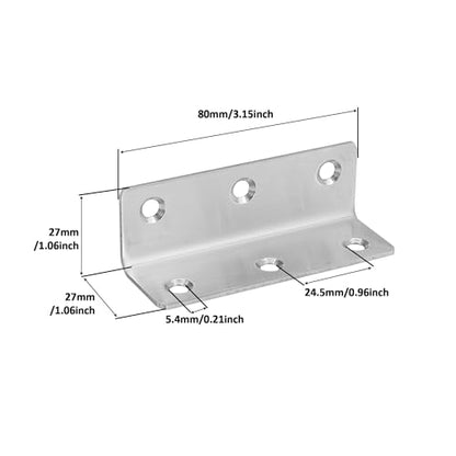 L Bracket, Heavy Duty Corner Brace, 4 Pack 3.2" Metal Shelf Bracket Angle Bracket for Shelves, Polished Silver Stainless Steel Braces for Wood Furniture - size: 3.2 Inch, style: Silver 4 Pack