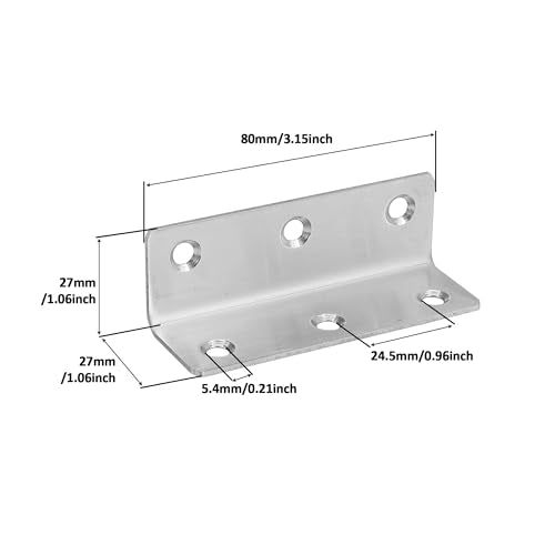 L Bracket, Heavy Duty Corner Brace, 10 Pack 3.2" Metal Shelf Bracket Angle Bracket for Shelves, Polished Silver Stainless Steel Braces for Wood Furniture - size: 3.2 Inch, style: Silver 10 Pack