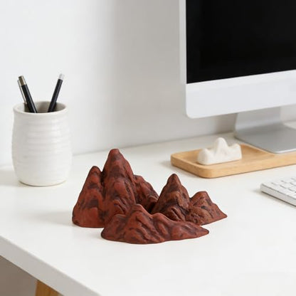 Aquarium Mountain Ornament: Miniature Ceramic Mountain View Decor Rockery Landscape Garden Accessories Fish Tank Decorations for Home Office Display