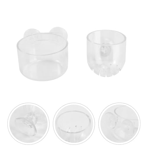 2pcs Aquarium Fish Food Feeder Cups with Suction Large and Small Acrylic Fish Feeding Containers for Chilled Bloodworm and Brine Shrimp for Aquarium Feeding