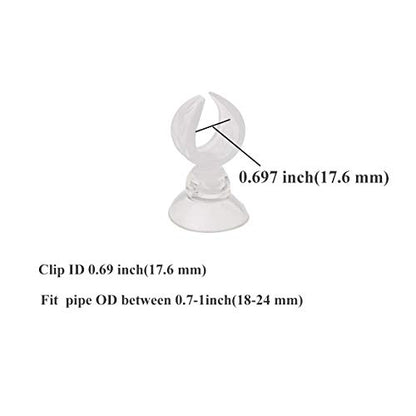 Aquarium Heater Clip Holder Aquarium Tube Clip Suction Cup Clip, 4 Pieces (Clip Inner diam:0.69")