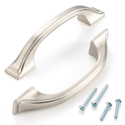 10 Pack 3 Inch Brushed Nickel Cabinet Pulls Satin Nickel Cabinet Handles Silver Kitchen Hardware for Cabinets Drawer Dresser ZP2409 Cupboard Bedroom Closet Bathroom Vanity - color: Brushed Nickel, size: 3" Hole Centers-10 Pcs