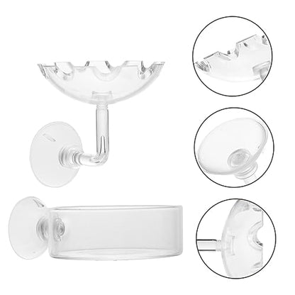 Happyyami 2pcs Shrimp Feeding Bowls Glass Pet Food Dish Trays for Aquariums Easy to and Maintain for Freshwater Shrimp and Aquatic Pets