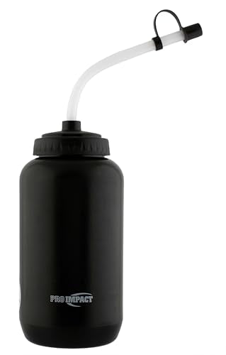 Squeezable Water Bottle Bendable Long Straw - LDPE BPA Free Plastic - Hydration for Baseball Hockey Gym MMA Yoga Boxing Cycling Softball Football Lacrosse (35.5 Oz.) - style: Black
