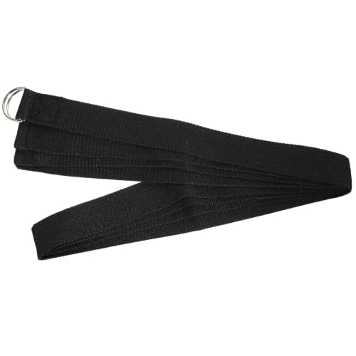 Black Polyester Cotton Xmas Yoga Stretching Strap 3.2m for Yoga Workout