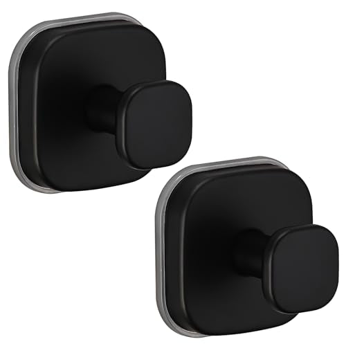 Heavy Duty Reusable Suction Cup Hooks for Kitchen/Bathroom/Shower - Wet-Proof Hooks for Towels, Robes, Loofah&Wreaths/No Drill Mounting on Glass, Tile, Metal (2, Matte Black) - color: Matte Black