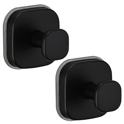 Heavy Duty Reusable Suction Cup Hooks for Kitchen/Bathroom/Shower - Wet-Proof Hooks for Towels, Robes, Loofah&Wreaths/No Drill Mounting on Glass, Tile, Metal (2, Matte Black) - color: Matte Black