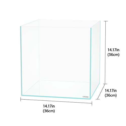36C 11.5 Gallon Cube Rimless Low Iron Aquarium Tank,W14.2×D14.2×H14.2 in(36x36x36cm) 5mm Thickness with Nano Foam Leveling Mat Included - size: 11.5Gal W14.2×D14.2×H14.2 in(36x36x36cm)