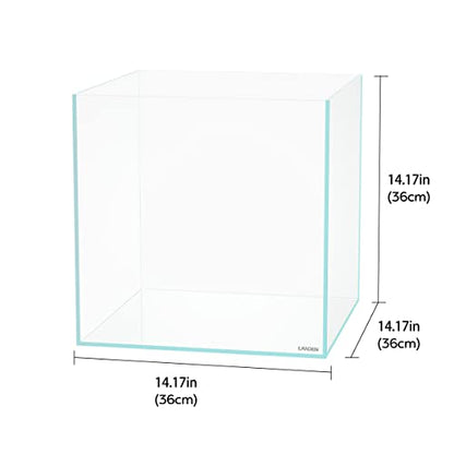 36C 11.5 Gallon Cube Rimless Low Iron Aquarium Tank,W14.2×D14.2×H14.2 in(36x36x36cm) 5mm Thickness with Nano Foam Leveling Mat Included - size: 11.5Gal W14.2×D14.2×H14.2 in(36x36x36cm)