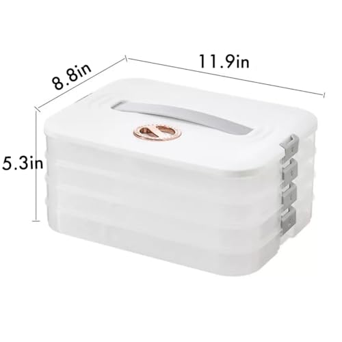 4-layer Cookie Containers,Cookie Carrier with Lid and Handle, Dumpling Box,Food Storage Containers