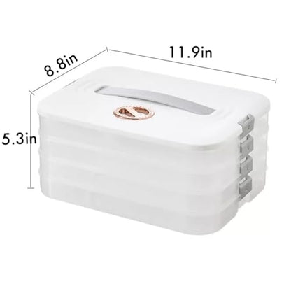 4-layer Cookie Containers,Cookie Carrier with Lid and Handle, Dumpling Box,Food Storage Containers
