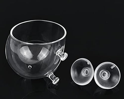 Aquatic Plant Cups 2 Pieces Crystal Glass Plant Pot with 2 Suction Cups for Aquarium Decoration