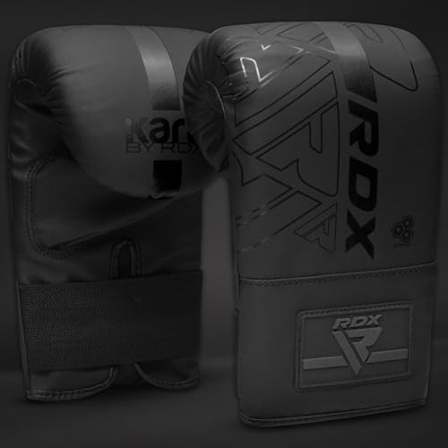 RDX Bag Gloves Boxing Punching Mitts, Maya Hide Leather, Padding, Ventilated Palm, MMA Heavy Punch Training, Muay Thai Kickboxing Focus Pads Double End Speed Ball Workout, Adult Men Women - color: Black