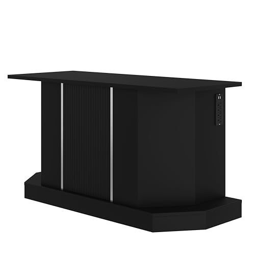 55-75 Gallon Fish Tank Stand with Power Outlet, Modern Heavy Duty Aquarium Stand with Cabinet Storage for Fish Tank/Turtle Tank/Reptile Terrarium, 880LBS Capacity, Black