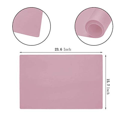 23.6'' by 15.7''Flexible Silicone Placemat Non Slip Waterproof Heat Resistant Dinner Table Mat (Light Pink-2 Pcs) - color: Light Pink-2 Pcs