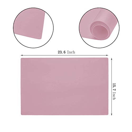 23.6'' by 15.7''Flexible Silicone Placemat Non Slip Waterproof Heat Resistant Dinner Table Mat (Light Pink-1 Pcs) - color: Light Pink-1 Pcs