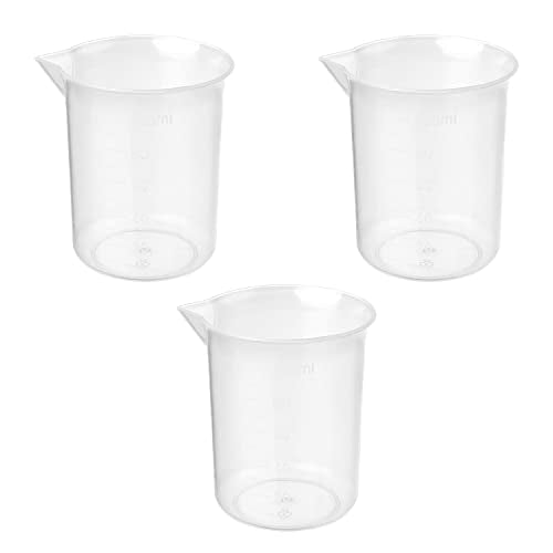 Othmro 3Pcs 100ml Measuring Cups PP Plastic Graduated Beaker Clear Scale Cups Plastic Graduated Cups Liquid Measuring Mixing Cups Graduated Plastic Measuring Cups for Lab Kitchen Liquids Transparent