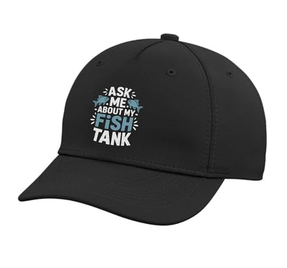 Ask Me About My Fish Tank Sunset Fishing Adjustable Baseball Hat - color: Black