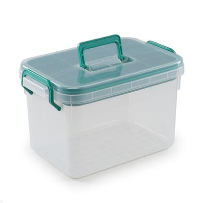 Clear First Aid Box Organizer with Compartments, Plastic Family Medical Supplies Storage Box