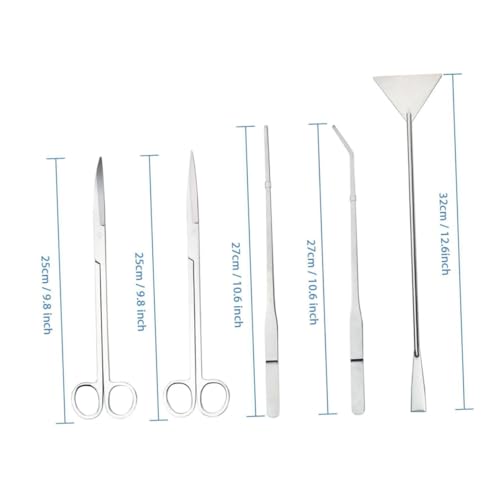 Stainless Steel Aquatic Plant Tool Kit Straight Curved Tweezers Scissors Spatula for Easy Aquascaping and Plant Fish Tanks
