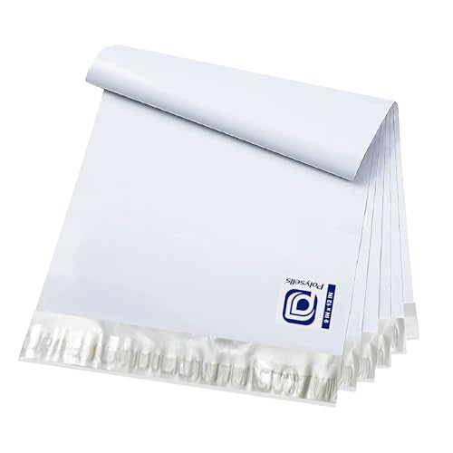 POLYSELLS 1000 pcs 9x12 Inches White x Silver Poly Mailers Shipping Envelopes, Strong Adhesive Sealing, Waterproof, and Tear-resistant Postal Mailing Bags for Clothing, Books, and Accessories - size: 9"x12" 1000 PCS