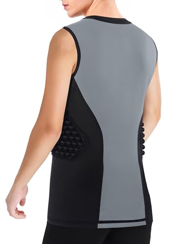Roadbox Youth Baseball Chest Protector Padded Compression Shirt Heart Guard - color: 03 Black+Gray, size: Medium