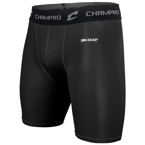 CHAMPRO Youth Polyester/Spandex Lightning Compression Shorts - color: Black, size: Medium