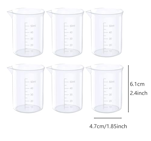 8Pcs 1.7 Oz Transparent Lab Measuring Cup 50ml Liquid Measuring Plastic Graduated Beaker Transparent for Lab Kitchen liquids (8pcs-50ml/1.7oz)