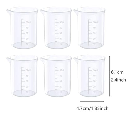 8Pcs 1.7 Oz Transparent Lab Measuring Cup 50ml Liquid Measuring Plastic Graduated Beaker Transparent for Lab Kitchen liquids (8pcs-50ml/1.7oz)